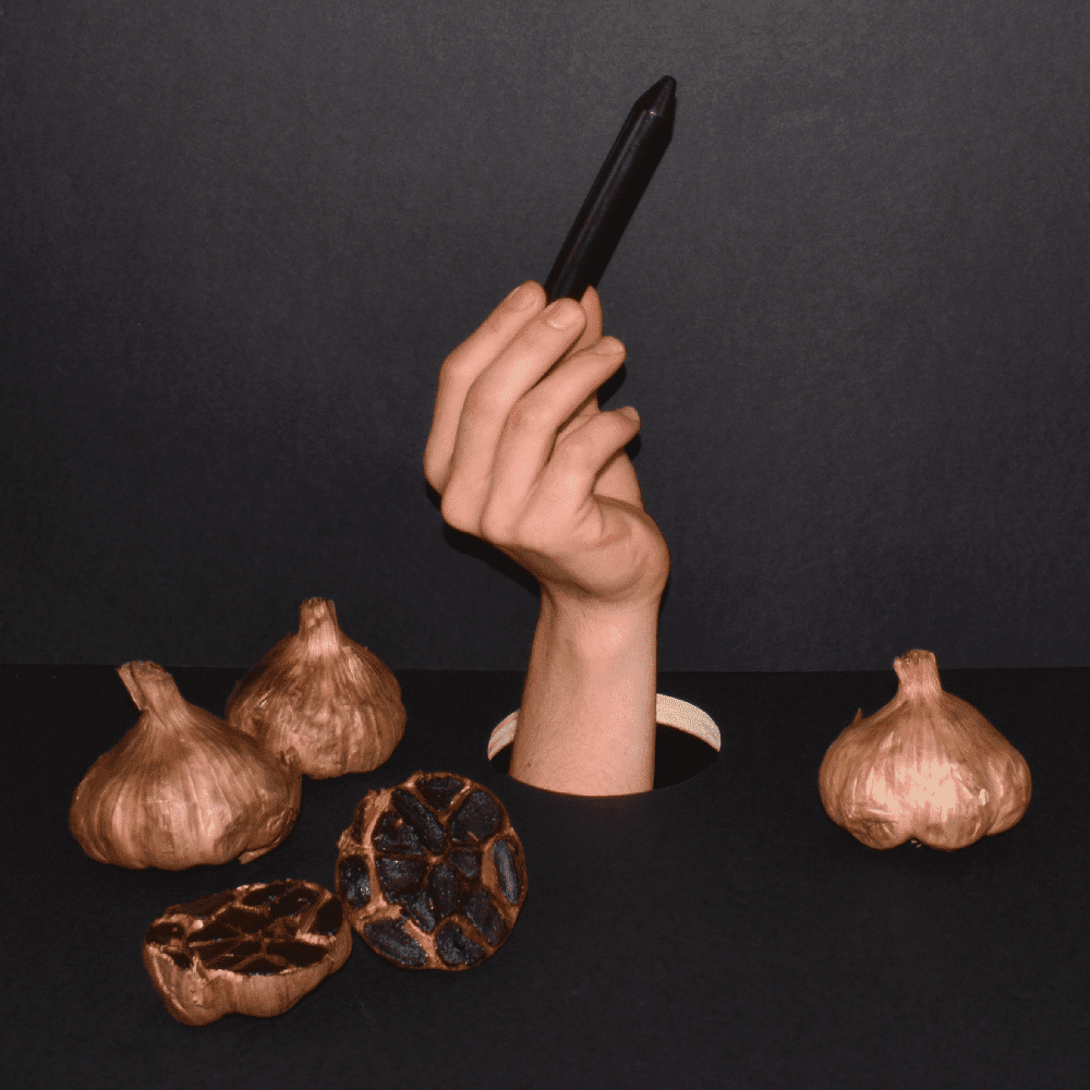 Gewürz Buntstift Geräucherter schwarzer Knoblauch - mit Anspitzer Gewürzmischung OCNI Factory 