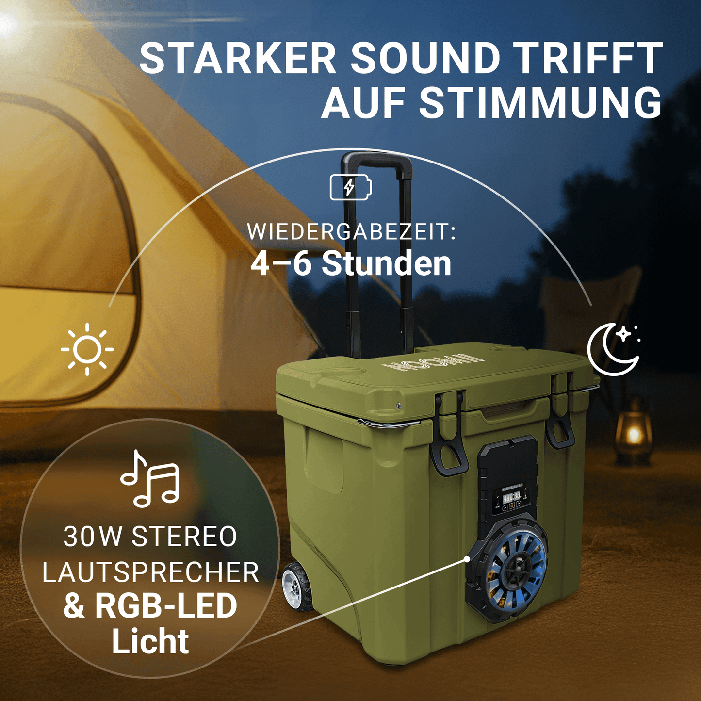 NooMii BeatRoller 35 – Kühlbox mit integriertem Bluetooth-Lautsprecher | 35L Volumen Kühlbox NooMii 