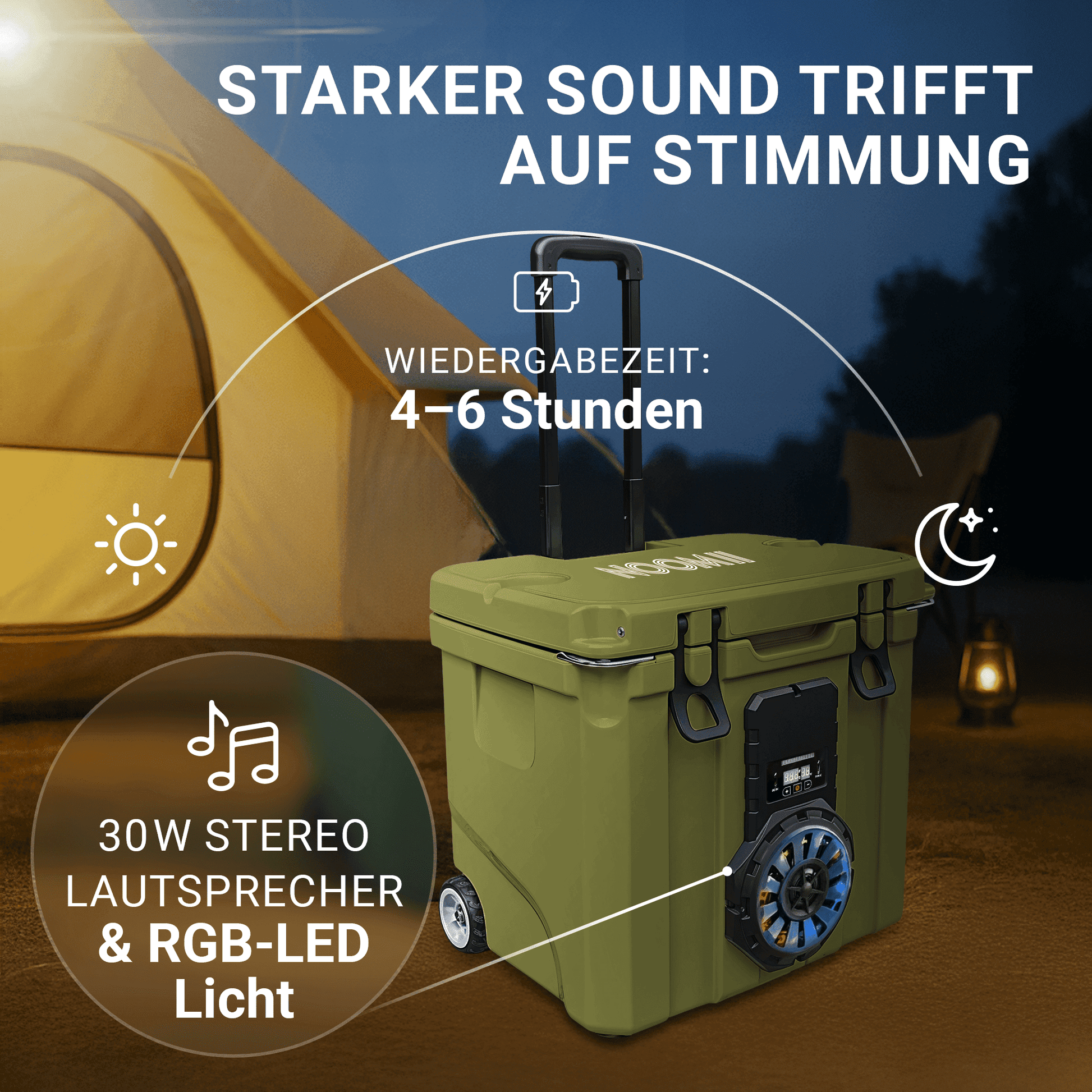 NooMii BeatRoller 35 – Kühlbox mit integriertem Bluetooth-Lautsprecher | 35L Volumen Kühlbox NooMii 